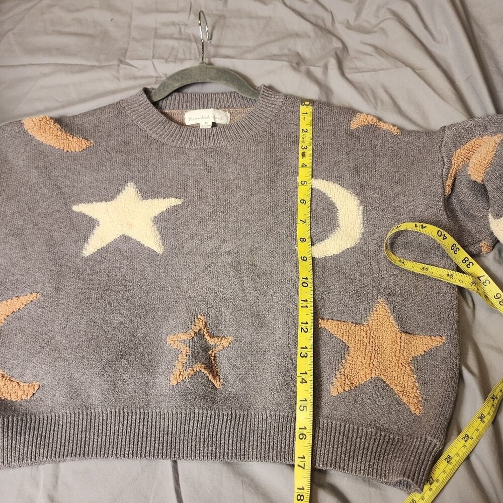 Threaded Leaf Sweater womens M Moon And Stars soft cropped fun whimsical bratz - Picture 6 of 9